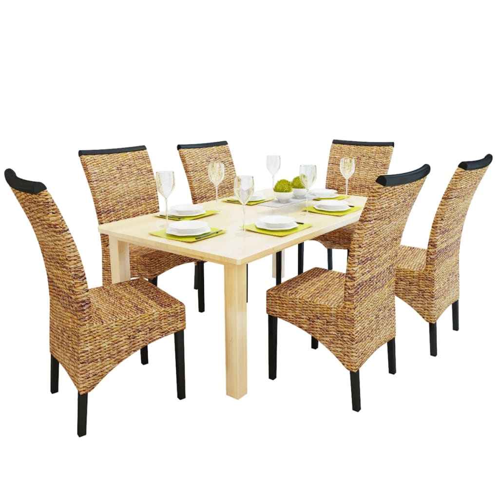 vidaXL Eetkamerstoelen 2 st abaca en massief mangohout