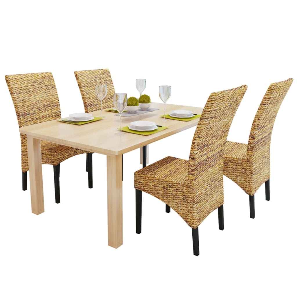 vidaXL Eetkamerstoelen 2 st abaca en massief mangohout