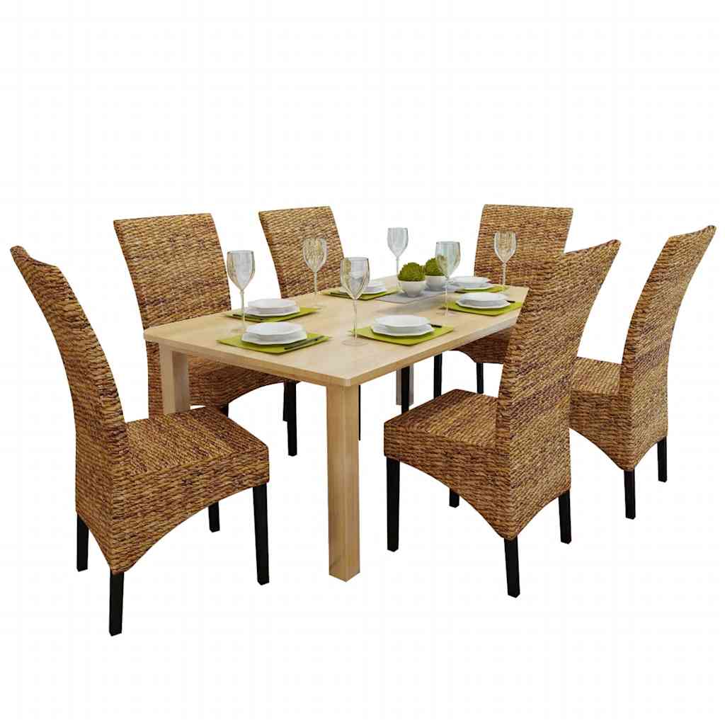 vidaXL Eetkamerstoelen 2 st abaca en massief mangohout