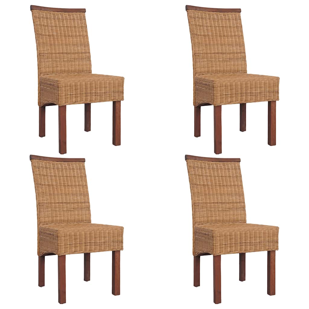 vidaXL Eetkamerstoelen 2 st natuurlijk rattan bruin