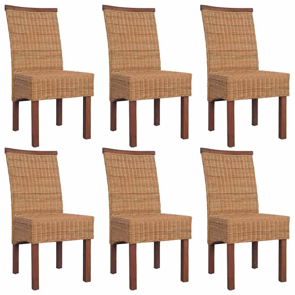 vidaXL Eetkamerstoelen 2 st natuurlijk rattan bruin