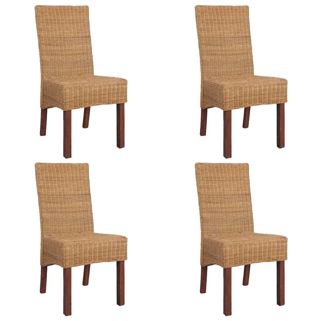 vidaXL Eetkamerstoelen 2 st natuurlijk rattan bruin