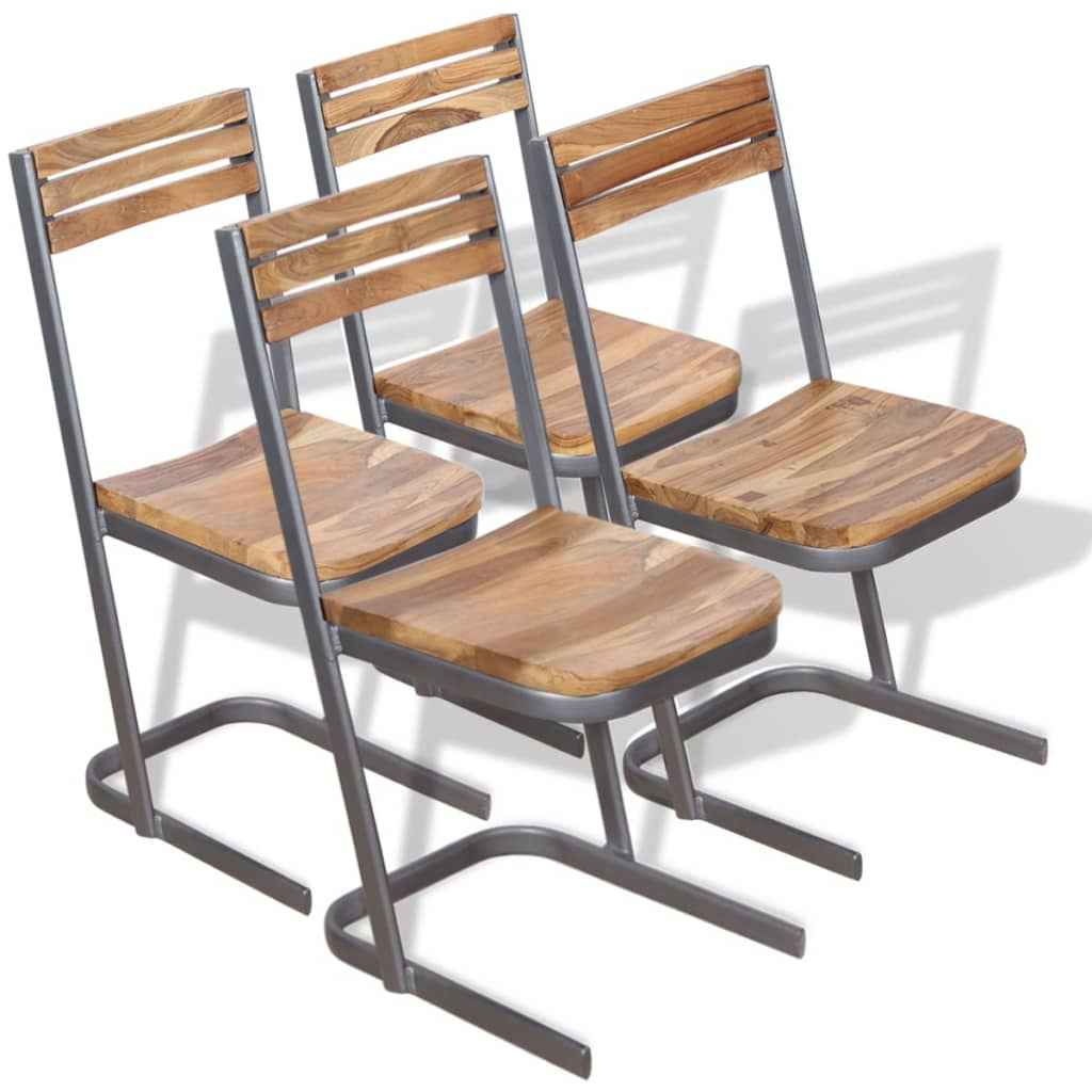 vidaXL Eetkamerstoelen 2 st massief teakhout