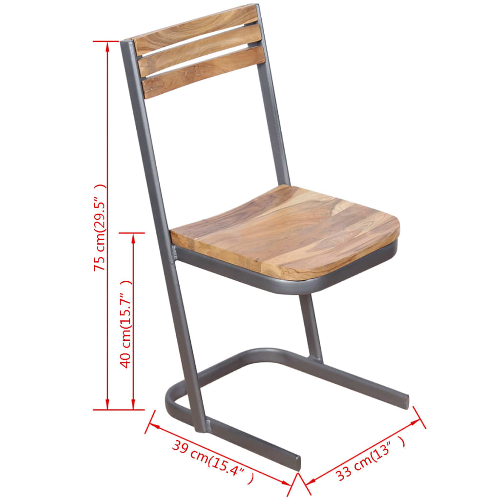 vidaXL Eetkamerstoelen 2 st massief teakhout