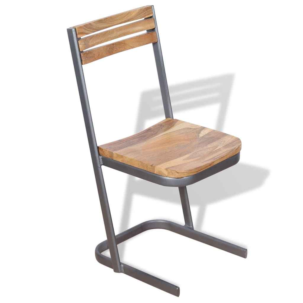 vidaXL Eetkamerstoelen 2 st massief teakhout