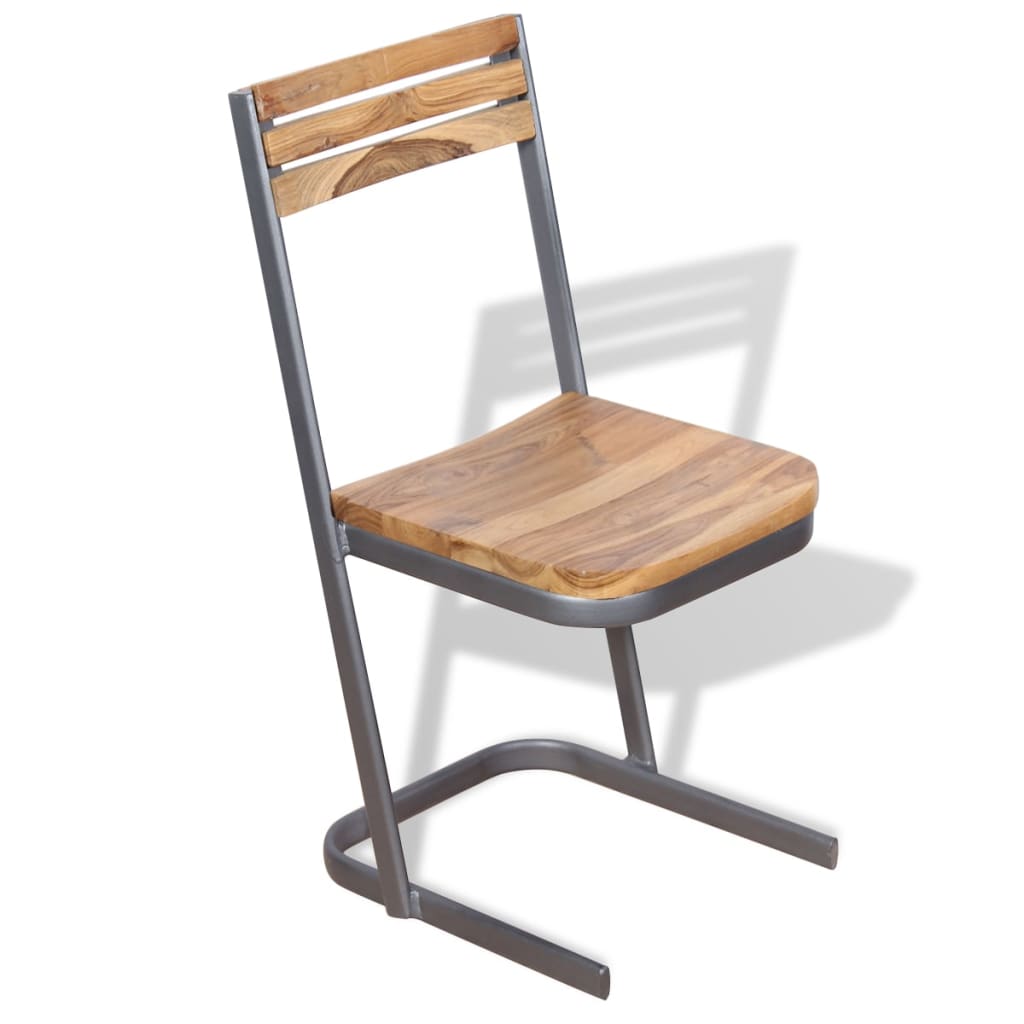 vidaXL Eetkamerstoelen 2 st massief teakhout