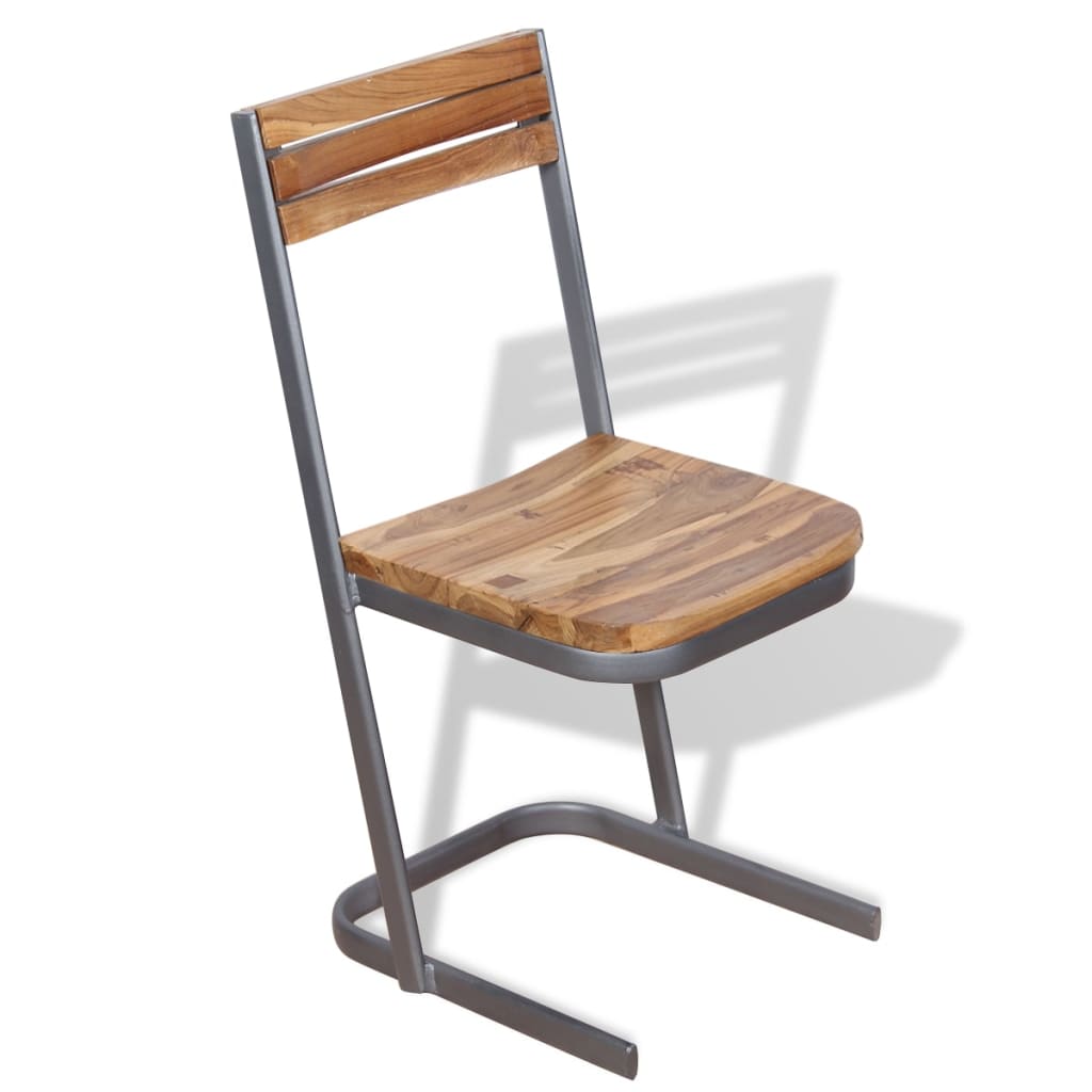 vidaXL Eetkamerstoelen 2 st massief teakhout