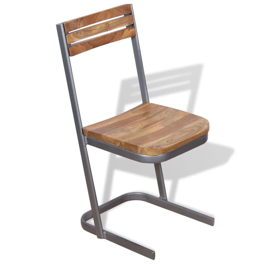 vidaXL Eetkamerstoelen 2 st massief teakhout