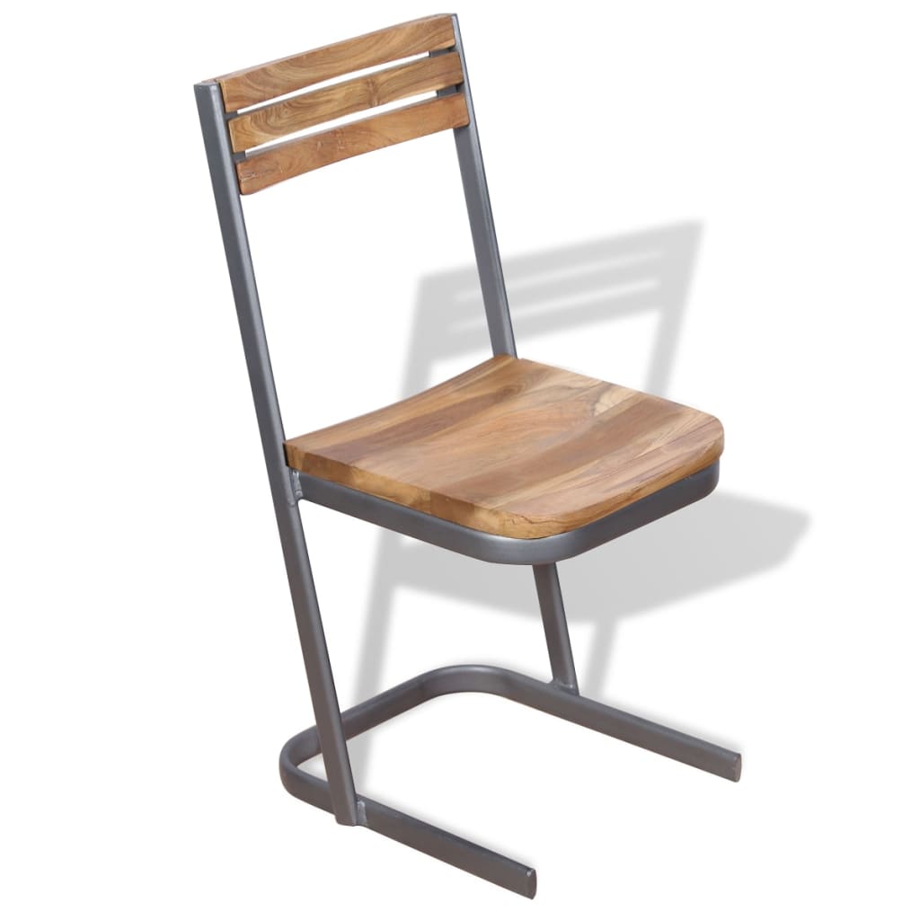 vidaXL Eetkamerstoelen 2 st massief teakhout