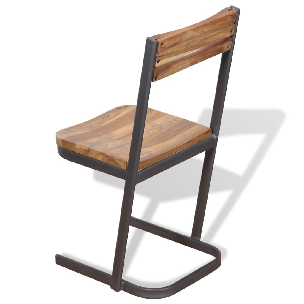 vidaXL Eetkamerstoelen 2 st massief teakhout