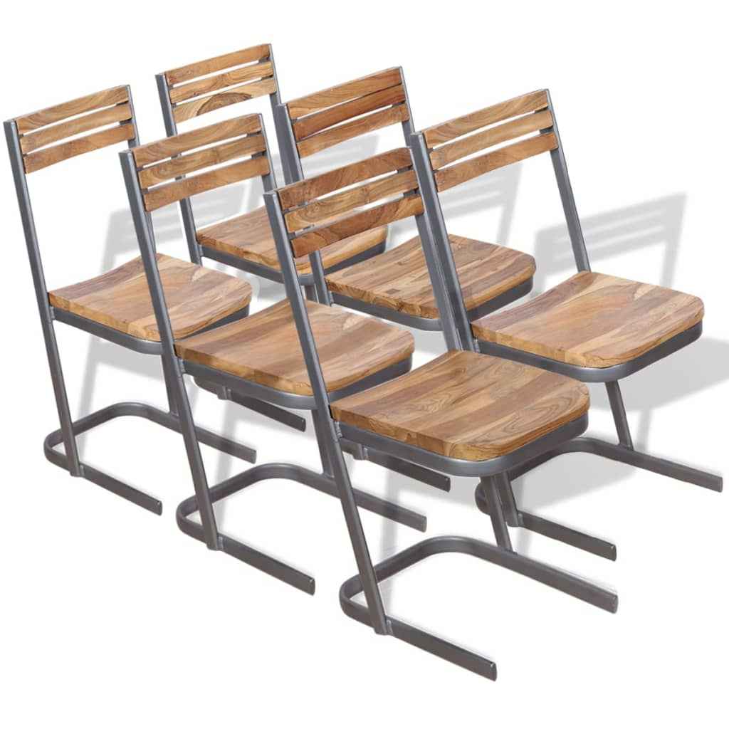 vidaXL Eetkamerstoelen 2 st massief teakhout