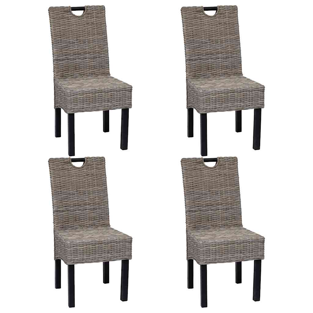 vidaXL Eetkamerstoel Kubu 2 stuks rattan mangohout