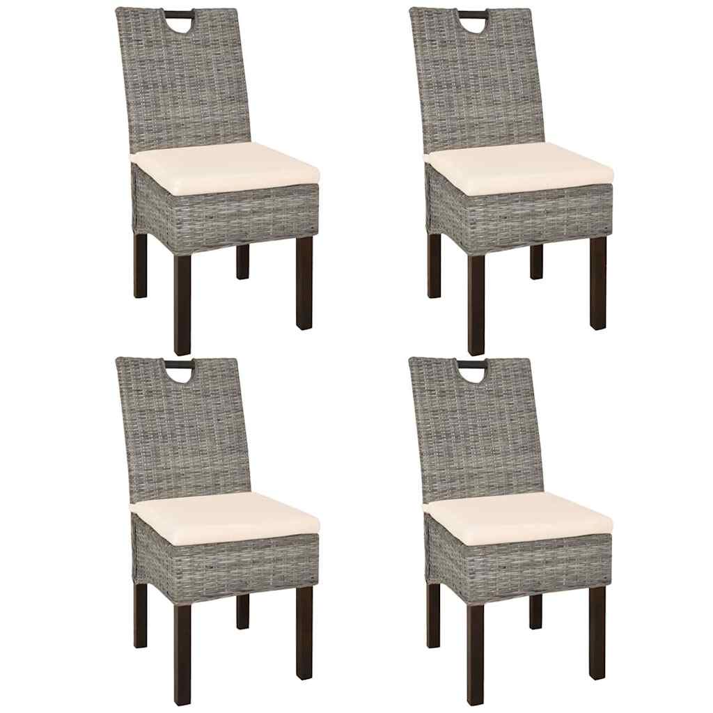 vidaXL Eetkamerstoel Kubu 2 stuks rattan mangohout
