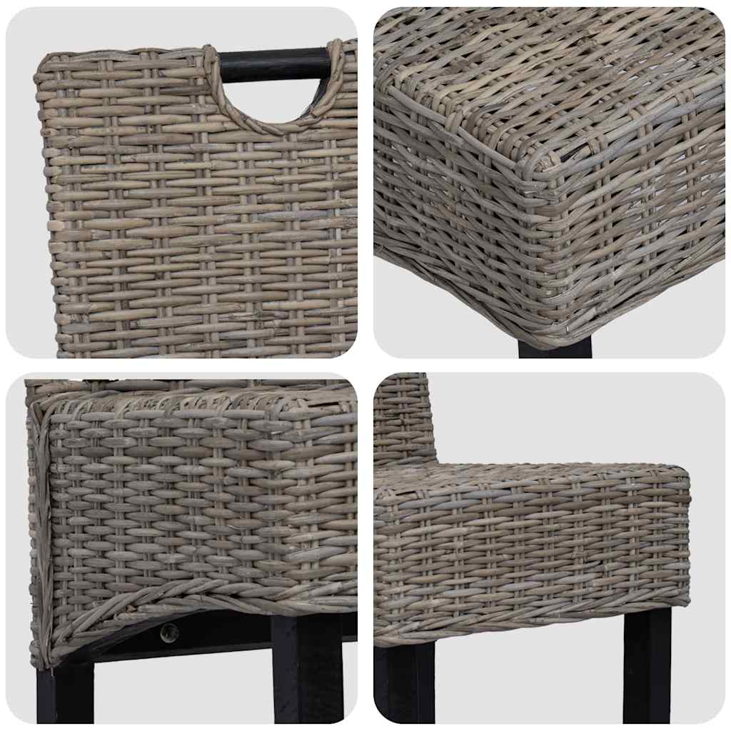 vidaXL Eetkamerstoel Kubu 2 stuks rattan mangohout