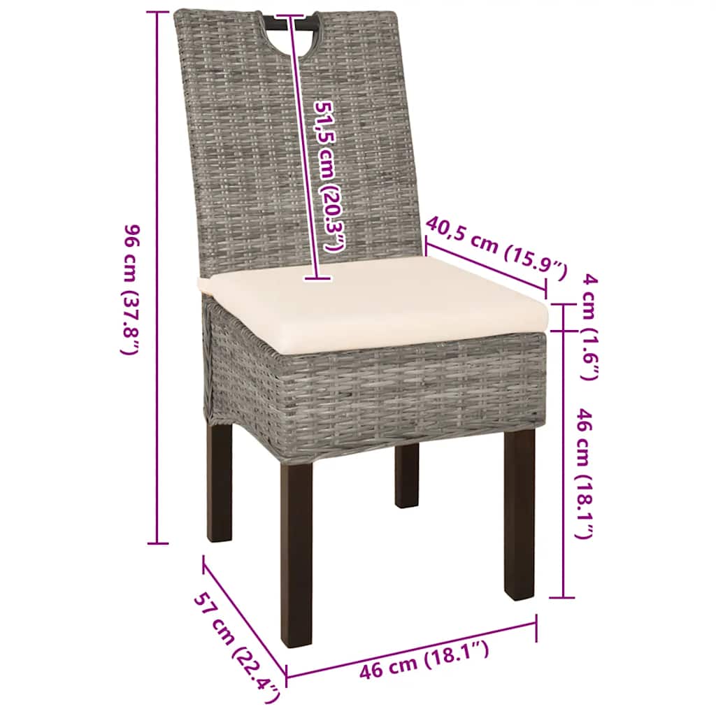vidaXL Eetkamerstoel Kubu 2 stuks rattan mangohout