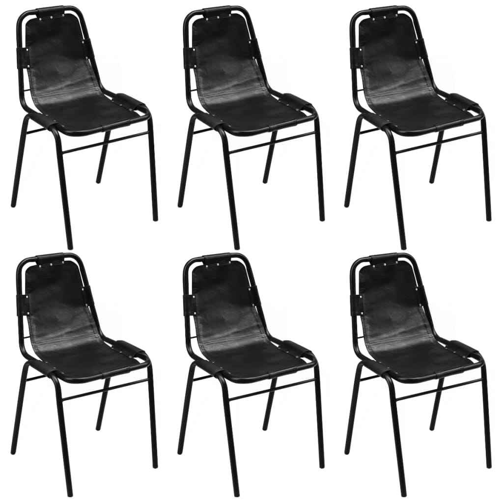 vidaXL Eetkamerstoelen 2 st echt leer zwart