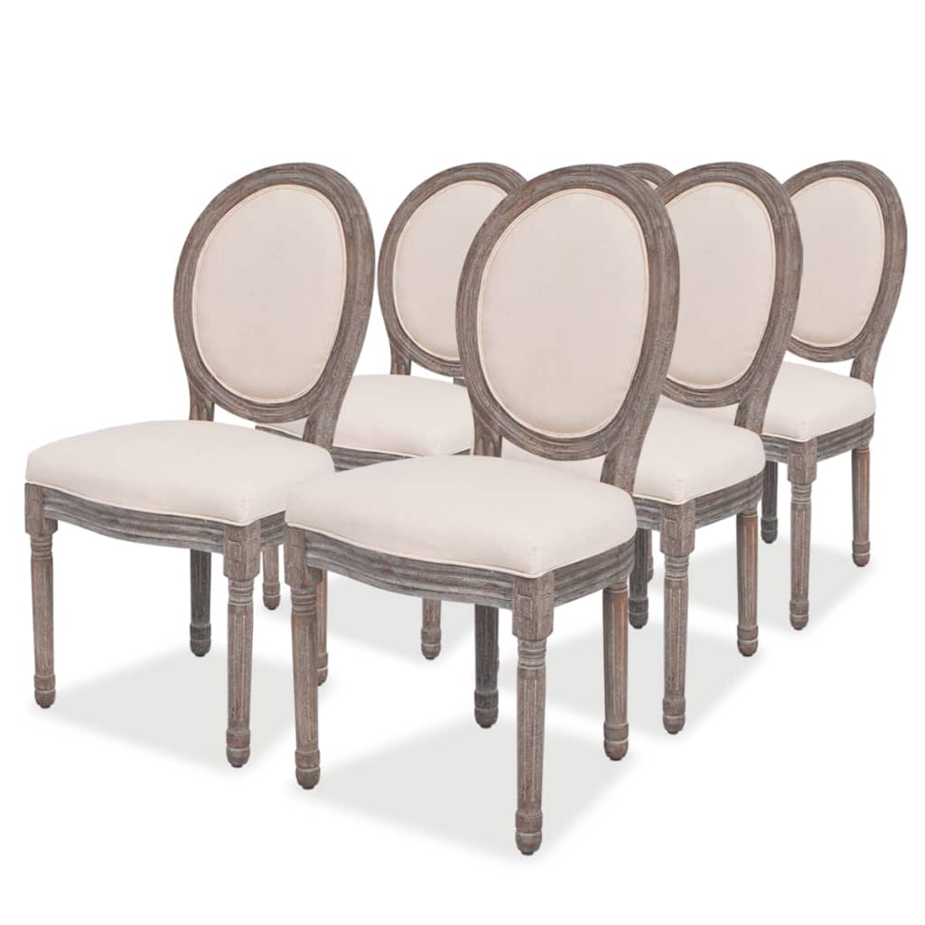 vidaXL Eetkamerstoelen 2 st stof crèmekleurig