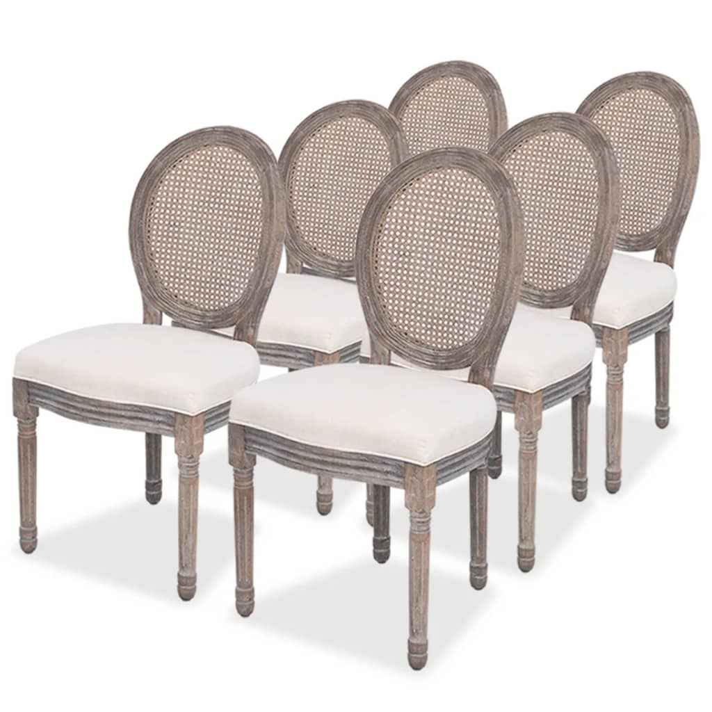 vidaXL Eetkamerstoelen 2 st stof crèmekleurig