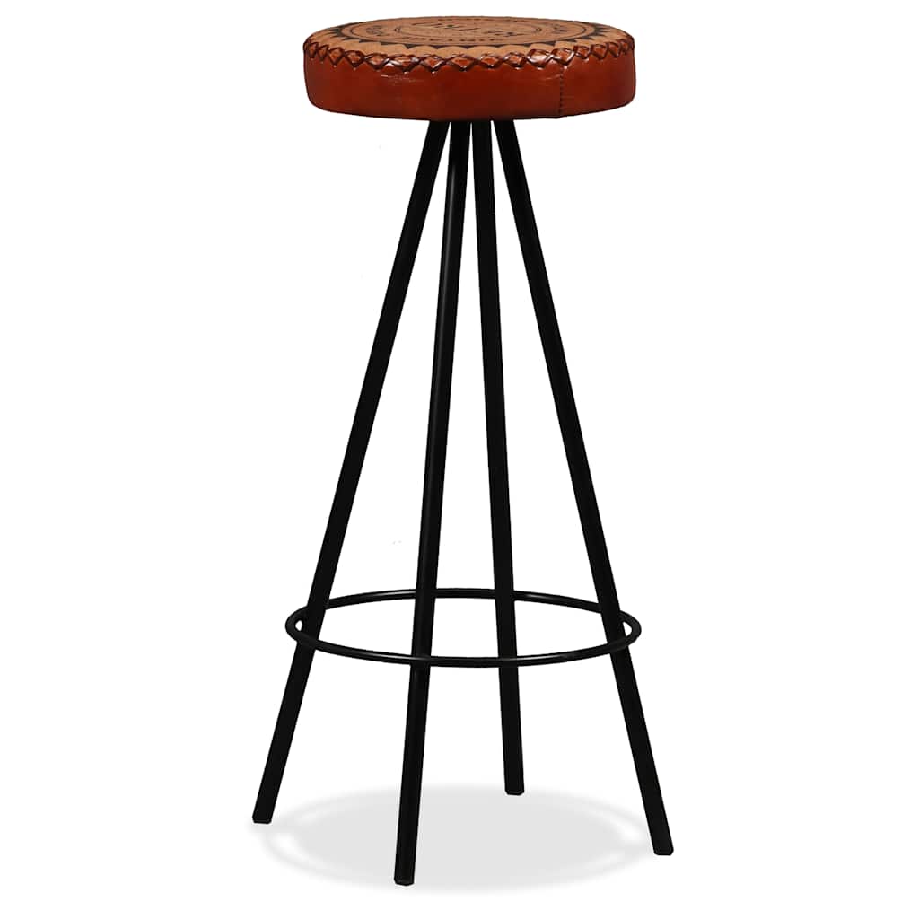 vidaXL 3-delige Barset massief acaciahout, echt leer en canvas