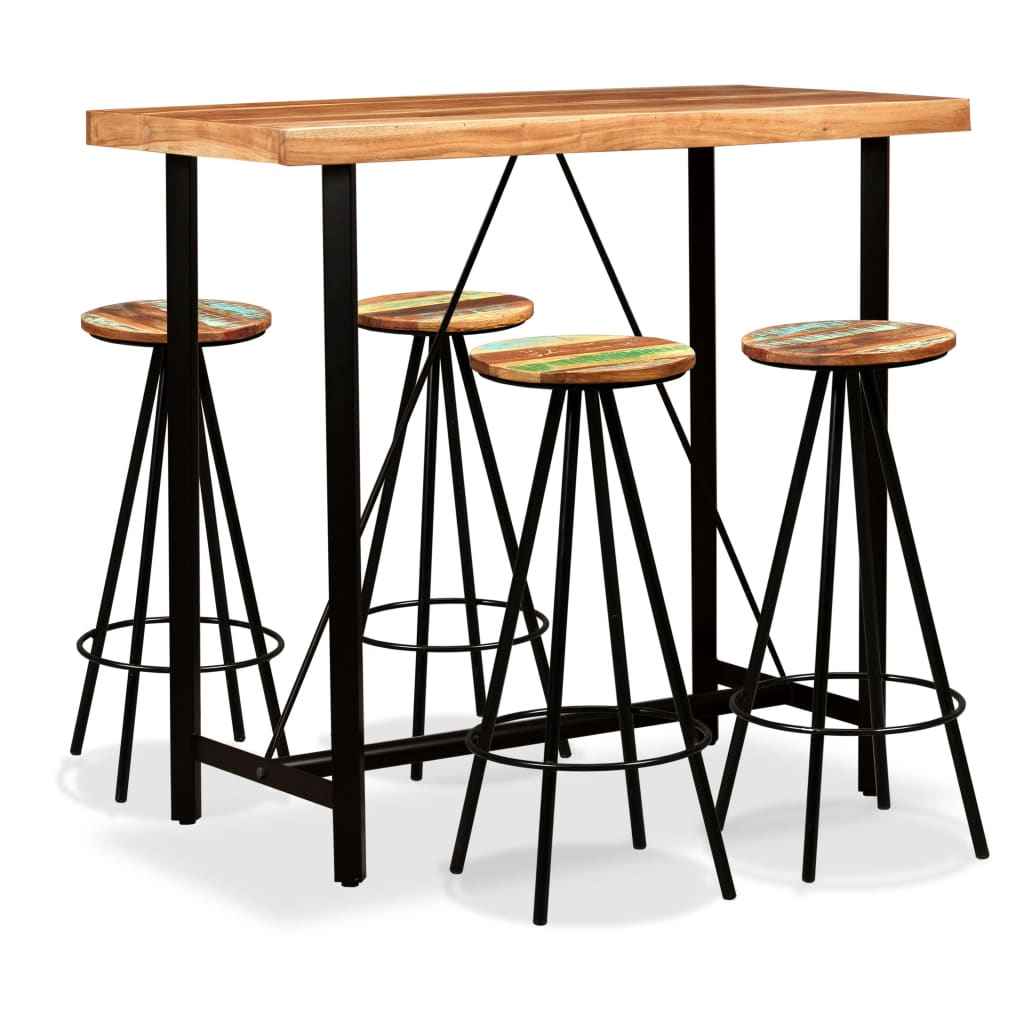 vidaXL 3-delige Barset massief acaciahout en gerecycled hout