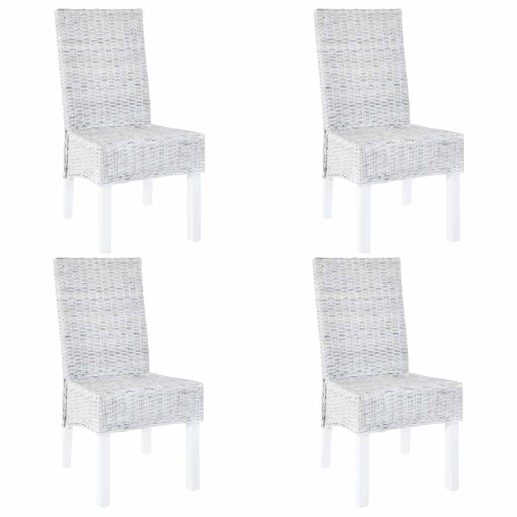 vidaXL Eetkamerstoelen 2 st kubu rattan en mangohout zwart