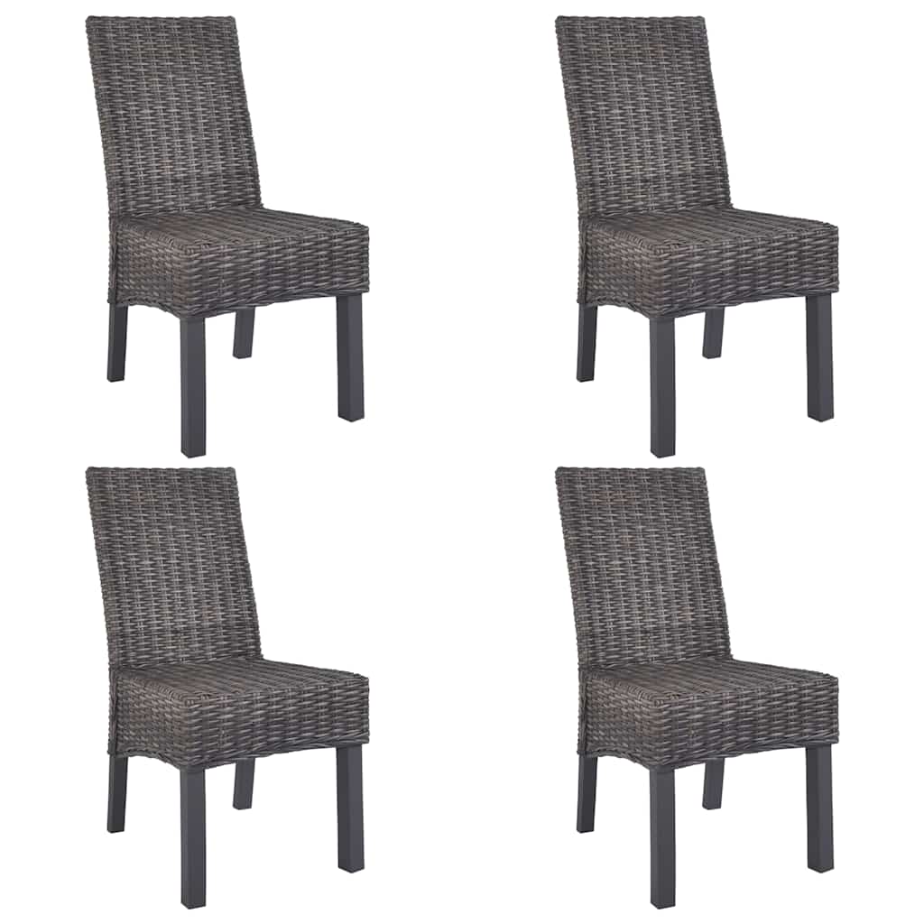 vidaXL Eetkamerstoelen 2 st kubu rattan en mangohout zwart