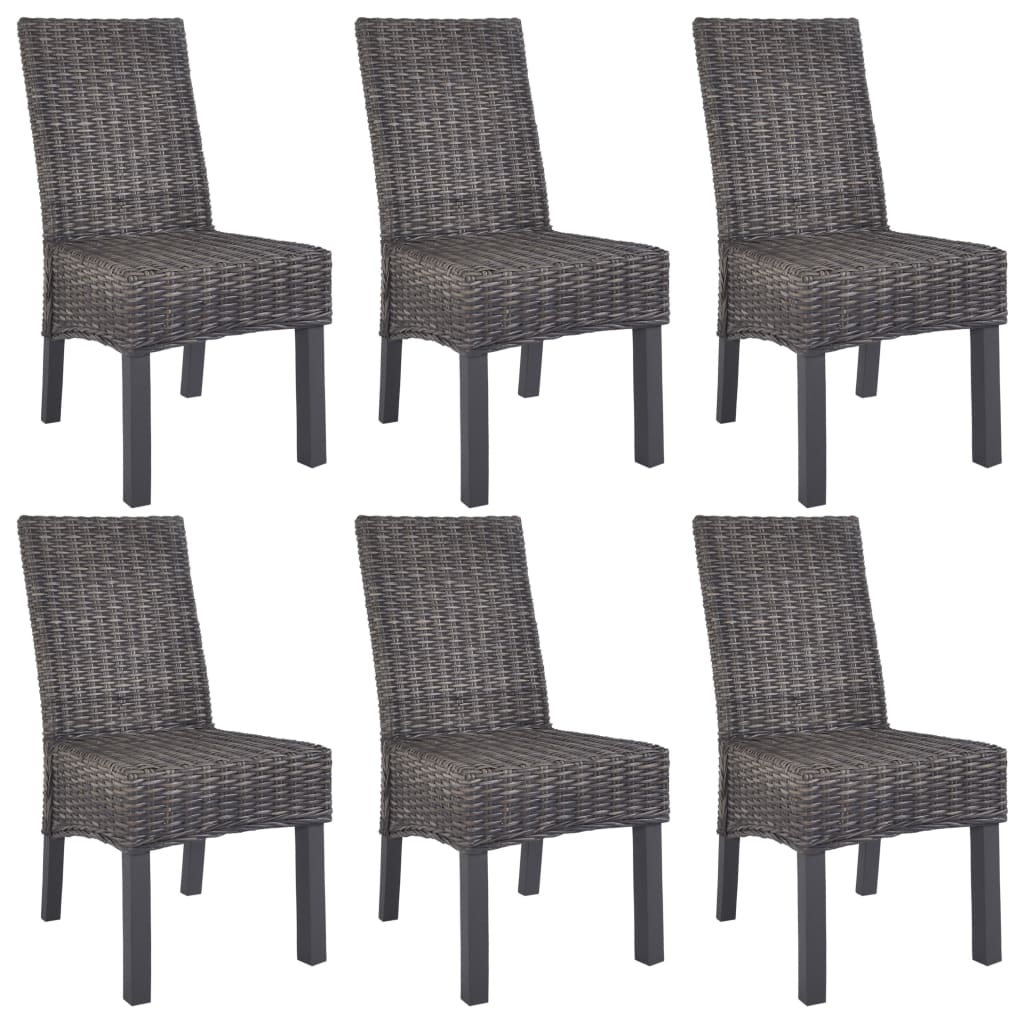 vidaXL Eetkamerstoelen 2 st kubu rattan en mangohout zwart