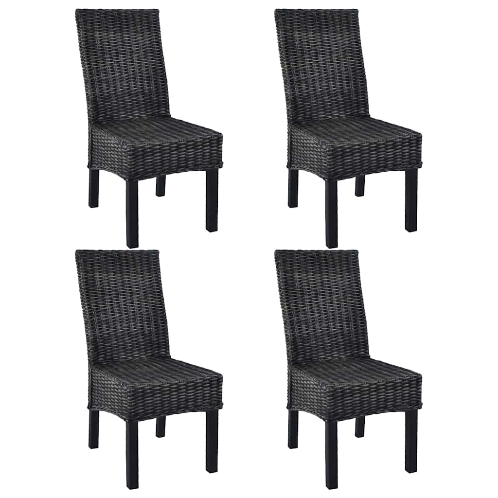 vidaXL Eetkamerstoelen 2 st kubu rattan en mangohout zwart