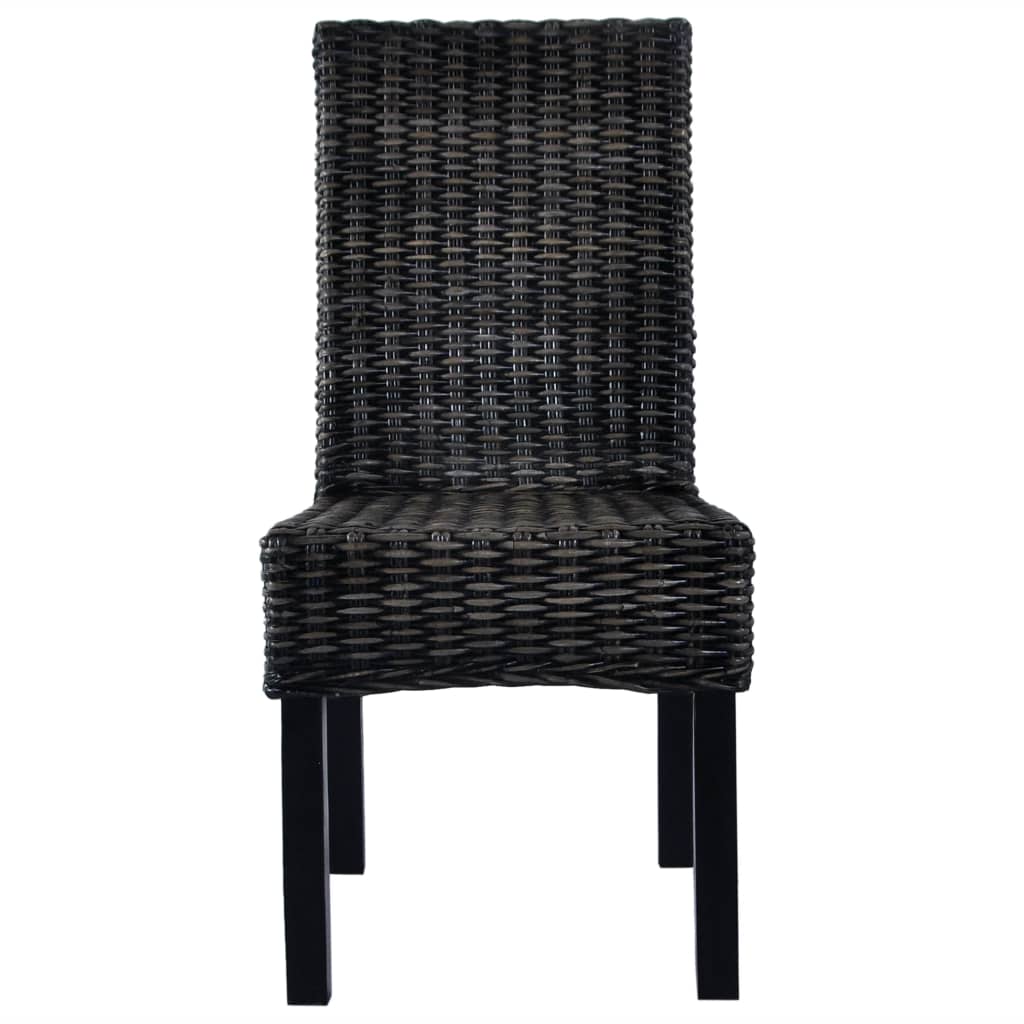 vidaXL Eetkamerstoelen 2 st kubu rattan en mangohout zwart
