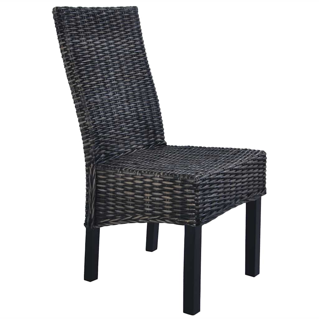 vidaXL Eetkamerstoelen 2 st kubu rattan en mangohout zwart