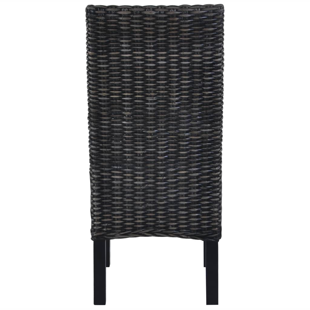 vidaXL Eetkamerstoelen 2 st kubu rattan en mangohout zwart
