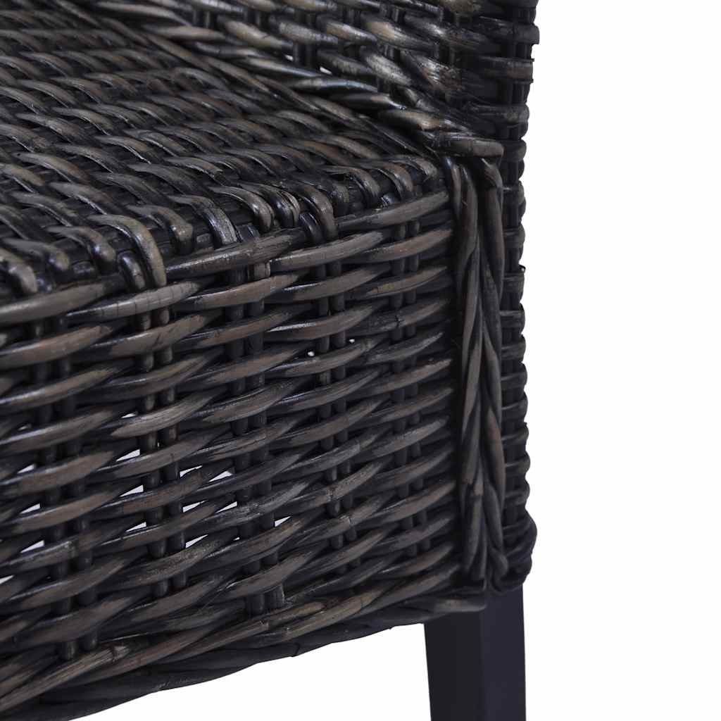 vidaXL Eetkamerstoelen 2 st kubu rattan en mangohout zwart