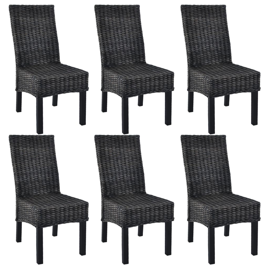 vidaXL Eetkamerstoelen 2 st kubu rattan en mangohout zwart