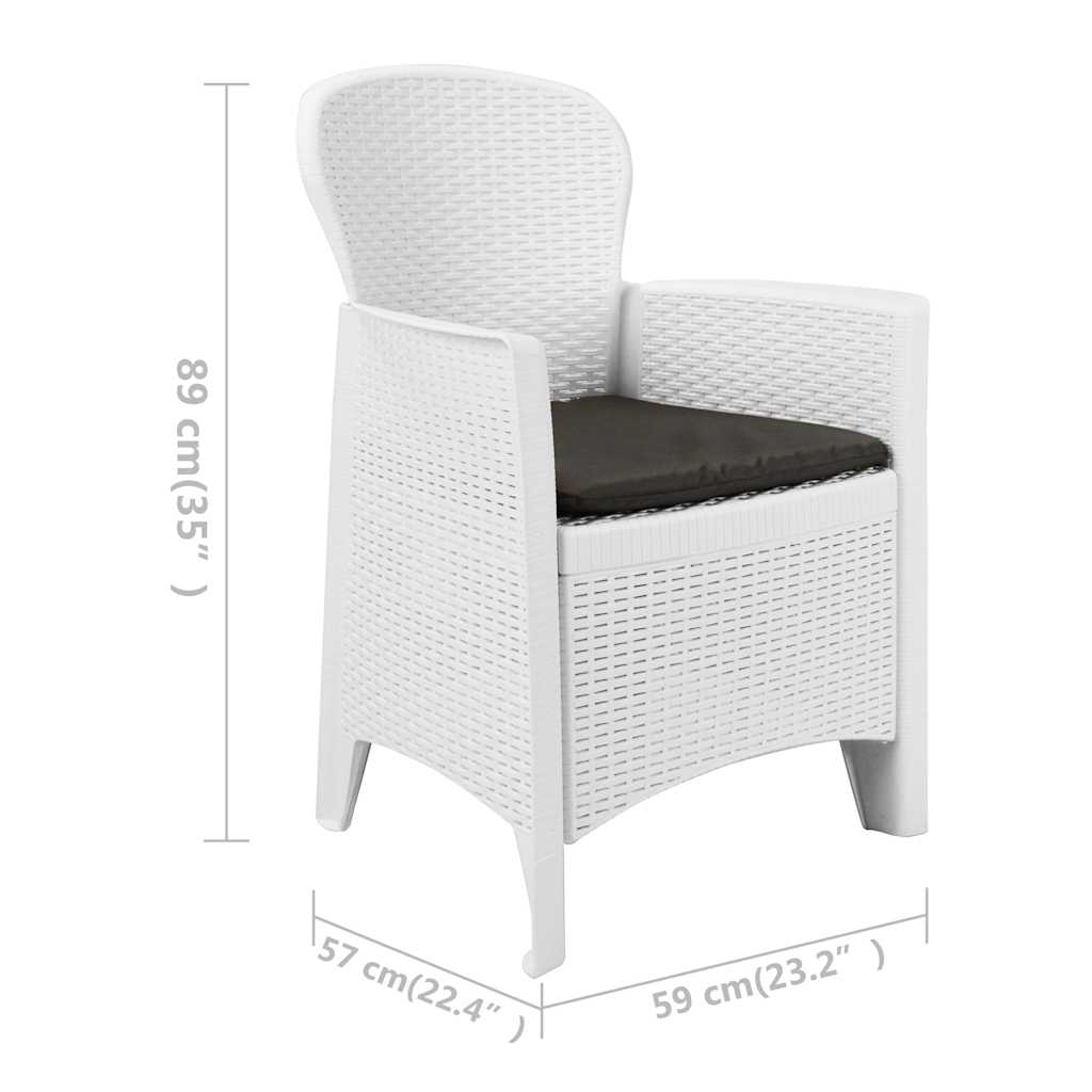 vidaXL 5-delige Tuinset rattan-look kunststof wit
