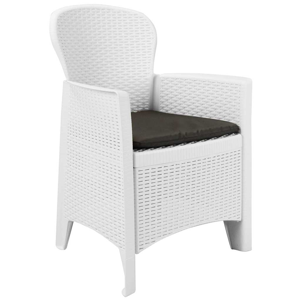 vidaXL 5-delige Tuinset rattan-look kunststof wit
