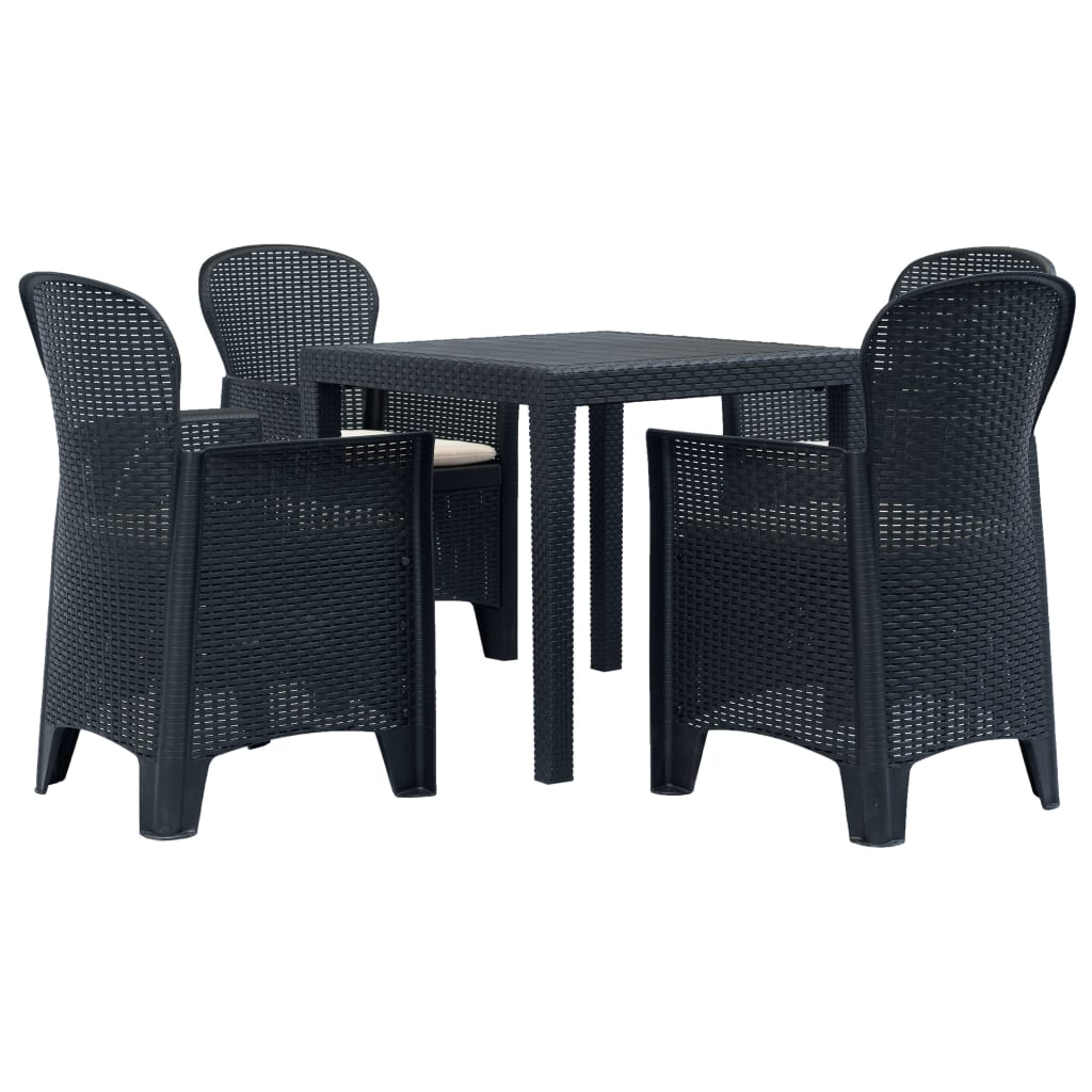 vidaXL 5-delige Tuinset rattan-look kunststof wit