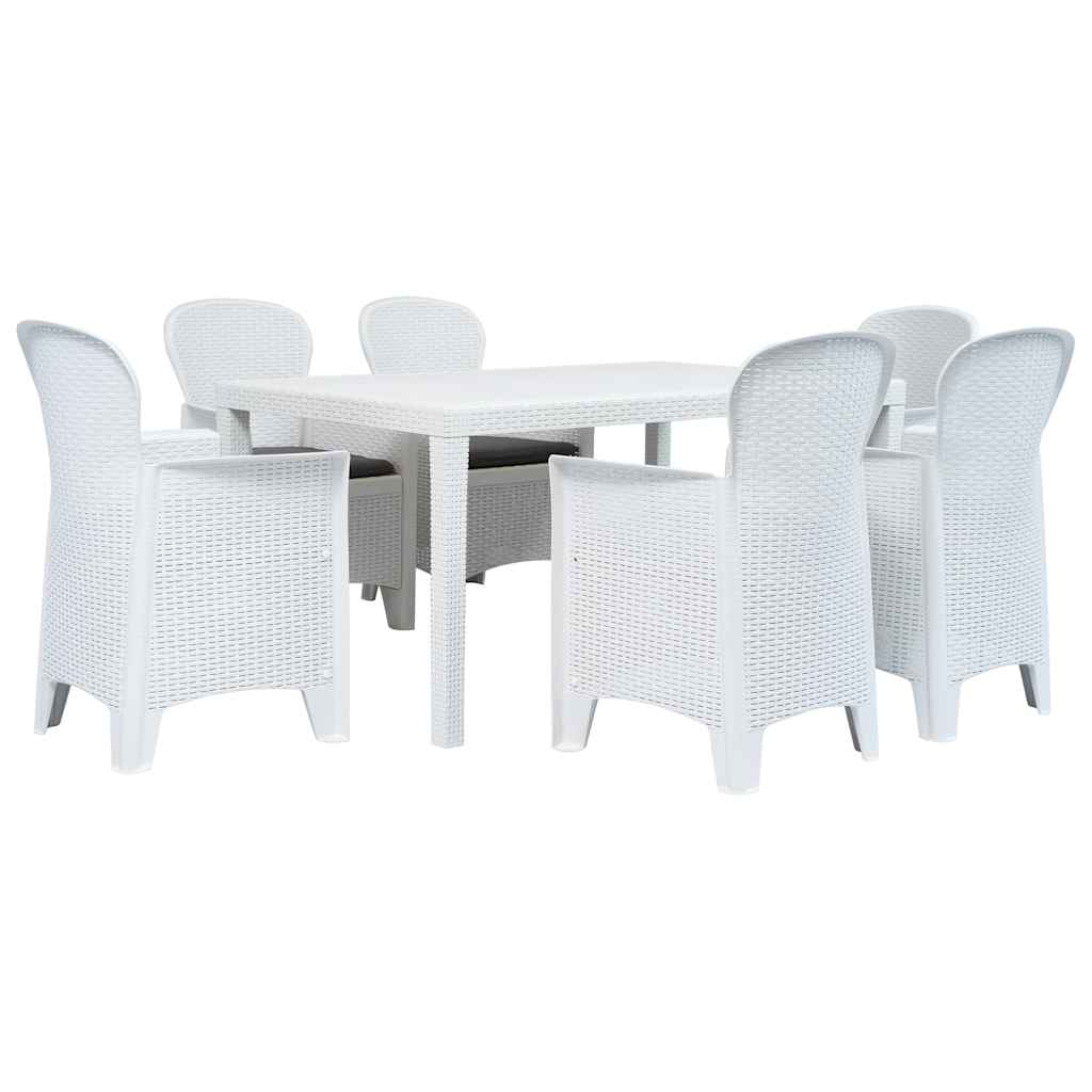 vidaXL 5-delige Tuinset rattan-look kunststof wit