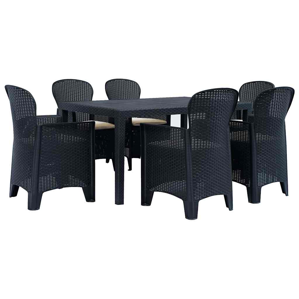 vidaXL 5-delige Tuinset rattan-look kunststof wit