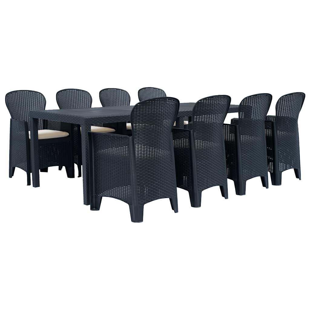 vidaXL 5-delige Tuinset rattan-look kunststof wit