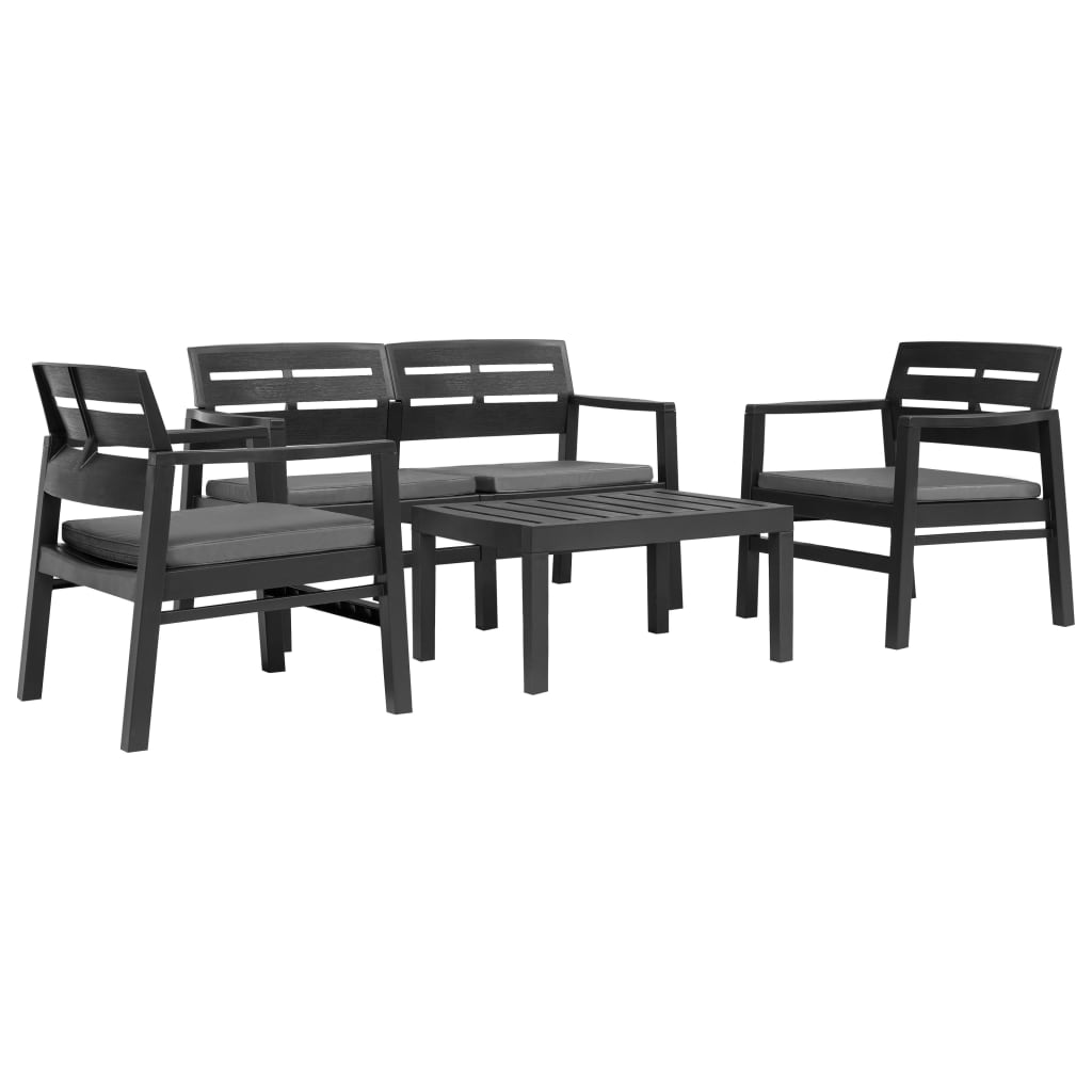 vidaXL 4-delige Loungeset kunststof antraciet