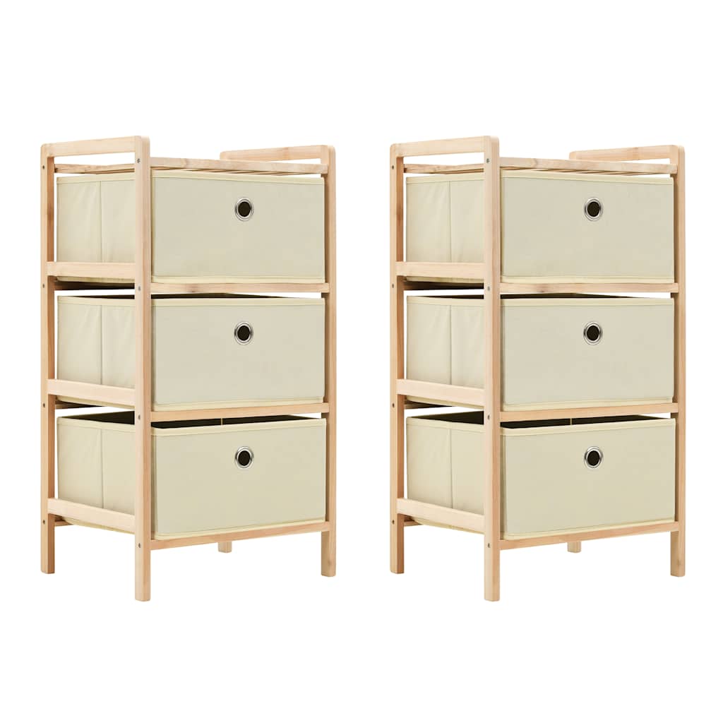 vidaXL Opbergrekken met 5 stoffen manden 2 st cederhout beige