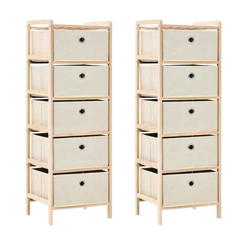 vidaXL Opbergrekken met 5 stoffen manden 2 st cederhout beige