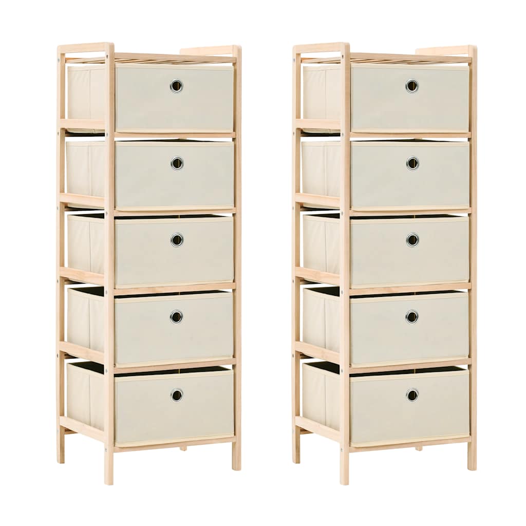 vidaXL Opbergrekken met 5 stoffen manden 2 st cederhout beige