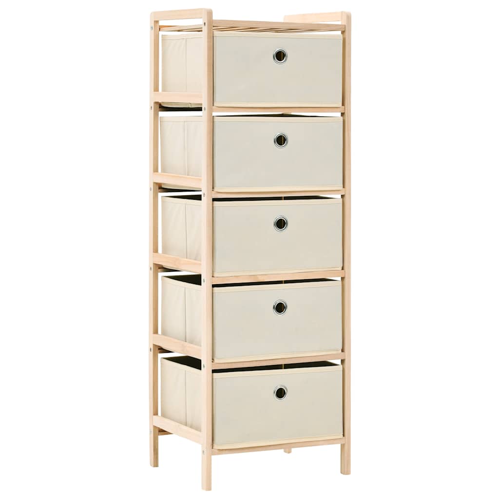 vidaXL Opbergrekken met 5 stoffen manden 2 st cederhout beige