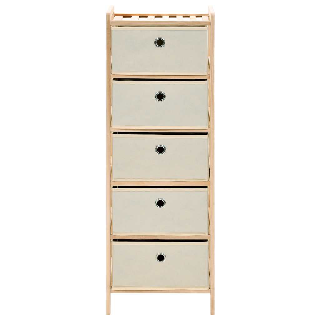 vidaXL Opbergrekken met 5 stoffen manden 2 st cederhout beige