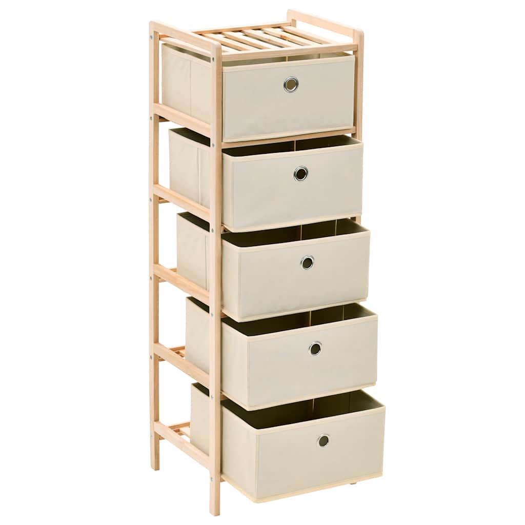 vidaXL Opbergrekken met 5 stoffen manden 2 st cederhout beige