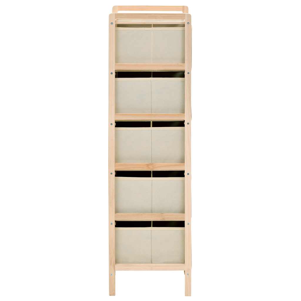 vidaXL Opbergrekken met 5 stoffen manden 2 st cederhout beige