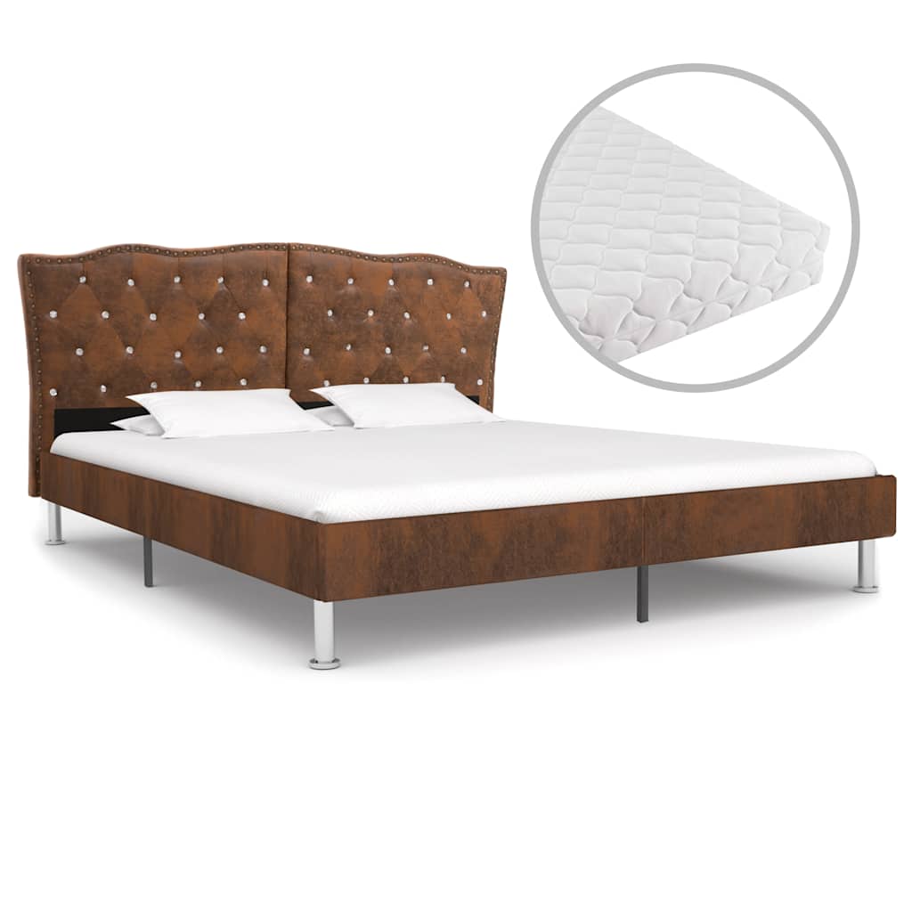 vidaXL Bed met matras stof bruin 180x200 cm