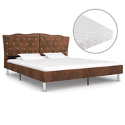 vidaXL Bed met matras stof bruin 180x200 cm