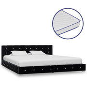 vidaXL Bed met traagschuim matras fluweel zwart 180x200 cm